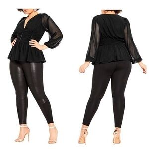 NWT City Chic Kendall Black Rapture Top Large 20 AH6
